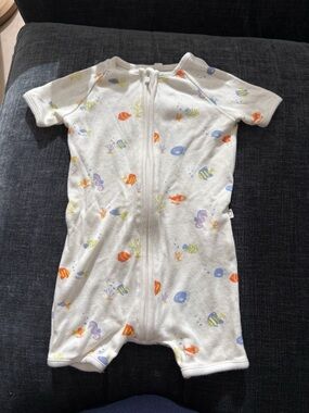 Mori Fish Print Summer Zip PJ, 3-6 mo
